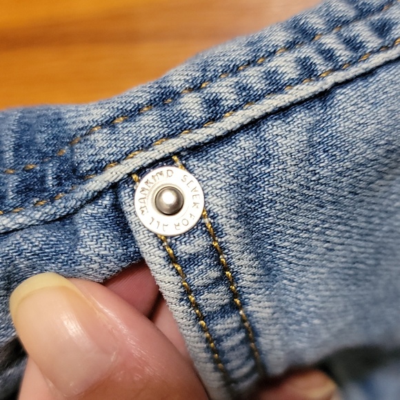 7 for all mankind high waist distressed cropped straight light blue jeans s 27 - Picture 2 of 8